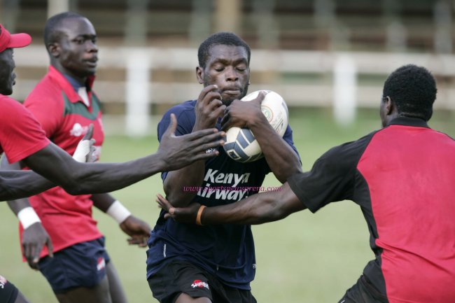 Kenya's 7s player Samson Onsomu in a training session with the national team.(Photo:SNA File)