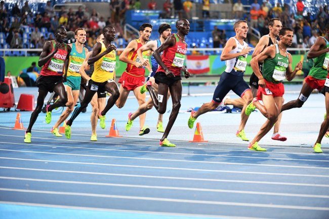 Asbel Kiprop and Ronald Kwemoi during the 1500m Kenya lost.(Photo by Norman Katende)