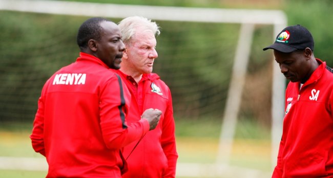 Put and his assistants strategize for Cecafa Senior Challenge Cup. (Photo by Shutterspeed)