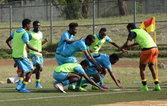 Zanzibar players celebrate after scoring the winning goal. (Photo by Alex Wafula)