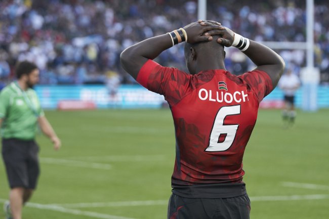 Jeff Oluoch scored two tries against Scotland but his dejection could not be hidden after Scotland won 31-26. (Photo by David Kiania)