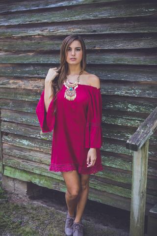 Radiant Rhapsody Dress in Maroon