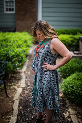 WEB EXCLUSIVE: Aztec Maternity Midi Dress in Black