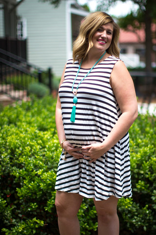 Bold Striped Maternity Dress in Black